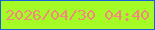 文字の大きさ：2、枠の色：1661dc、背景の色：a5fb26、文字の色：f3887c 無料ブログパーツのブログ時計