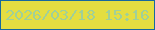 文字の大きさ：1、枠の色：16699f、背景の色：e4de41、文字の色：a0d099 無料ブログパーツのブログ時計