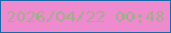 文字の大きさ：4、枠の色：166aaa、背景の色：ee8bce、文字の色：a7aa8f 無料ブログパーツのブログ時計