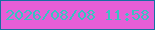 文字の大きさ：5、枠の色：166fa2、背景の色：e65ed7、文字の色：39c3c1 無料ブログパーツのブログ時計