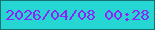 文字の大きさ：2、枠の色：167072、背景の色：26d6d3、文字の色：8d24f7 無料ブログパーツのブログ時計