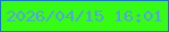 文字の大きさ：3、枠の色：1675d0、背景の色：36fb12、文字の色：58a1ec 無料ブログパーツのブログ時計