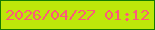 文字の大きさ：1、枠の色：167a00、背景の色：bee70a、文字の色：fd5a7a 無料ブログパーツのブログ時計