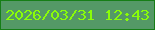 文字の大きさ：4、枠の色：167e16、背景の色：549966、文字の色：8afd08 無料ブログパーツのブログ時計