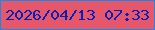 文字の大きさ：4、枠の色：168aea、背景の色：e6576c、文字の色：0920b8 無料ブログパーツのブログ時計