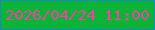 文字の大きさ：3、枠の色：168bc1、背景の色：0bb436、文字の色：ec43a5 無料ブログパーツのブログ時計