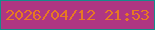 文字の大きさ：4、枠の色：168c8b、背景の色：af3682、文字の色：e77922 無料ブログパーツのブログ時計