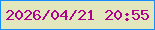 文字の大きさ：2、枠の色：168dff、背景の色：e3e7bd、文字の色：af018c 無料ブログパーツのブログ時計