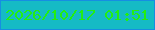 文字の大きさ：2、枠の色：168ee2、背景の色：15bbc5、文字の色：23ee12 無料ブログパーツのブログ時計