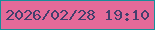 文字の大きさ：3、枠の色：168f9a、背景の色：e46a99、文字の色：443f6d 無料ブログパーツのブログ時計