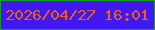 文字の大きさ：1、枠の色：169e23、背景の色：4119ee、文字の色：e95f1c 無料ブログパーツのブログ時計