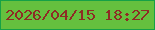 文字の大きさ：1、枠の色：16a146、背景の色：65c03e、文字の色：8e2b25 無料ブログパーツのブログ時計