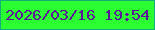 文字の大きさ：1、枠の色：16ad7c、背景の色：2bff31、文字の色：5c1898 無料ブログパーツのブログ時計