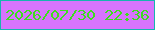 文字の大きさ：5、枠の色：16b5af、背景の色：d774fd、文字の色：3ddf1d 無料ブログパーツのブログ時計