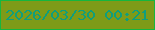 文字の大きさ：2、枠の色：16b63f、背景の色：7e9b18、文字の色：0f9e7c 無料ブログパーツのブログ時計