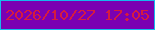 文字の大きさ：1、枠の色：16baed、背景の色：7b01b2、文字の色：d61b3f 無料ブログパーツのブログ時計
