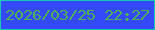 文字の大きさ：1、枠の色：16c8b5、背景の色：3449f7、文字の色：4cb358 無料ブログパーツのブログ時計