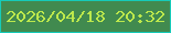 文字の大きさ：4、枠の色：16cbb9、背景の色：418a4f、文字の色：bde84c 無料ブログパーツのブログ時計