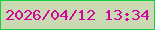 文字の大きさ：5、枠の色：16ce42、背景の色：cad9b1、文字の色：cf079c 無料ブログパーツのブログ時計