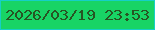 文字の大きさ：3、枠の色：16cfc6、背景の色：18d465、文字の色：275523 無料ブログパーツのブログ時計
