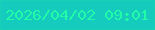 文字の大きさ：5、枠の色：16d1b4、背景の色：14cbbd、文字の色：22fba7 無料ブログパーツのブログ時計