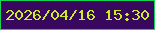 文字の大きさ：5、枠の色：16d356、背景の色：38085e、文字の色：cdeb2d 無料ブログパーツのブログ時計