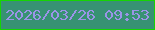 文字の大きさ：2、枠の色：16d403、背景の色：379273、文字の色：9b94e8 無料ブログパーツのブログ時計