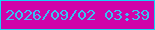 文字の大きさ：5、枠の色：16d4f6、背景の色：d003a9、文字の色：39c1f2 無料ブログパーツのブログ時計