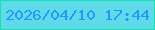 文字の大きさ：4、枠の色：16e0ae、背景の色：5fdae9、文字の色：2299f9 無料ブログパーツのブログ時計