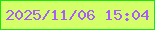 文字の大きさ：5、枠の色：16e512、背景の色：d5ff68、文字の色：a85df9 無料ブログパーツのブログ時計