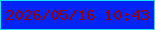 文字の大きさ：4、枠の色：16e5ff、背景の色：0223f6、文字の色：8e0101 無料ブログパーツのブログ時計
