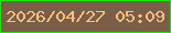 文字の大きさ：3、枠の色：16ea05、背景の色：7b5e48、文字の色：fbc17d 無料ブログパーツのブログ時計