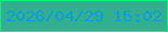 文字の大きさ：2、枠の色：16eb80、背景の色：31af8e、文字の色：0e9cda 無料ブログパーツのブログ時計
