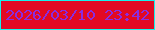 文字の大きさ：5、枠の色：16f1eb、背景の色：e20923、文字の色：8a2ce0 無料ブログパーツのブログ時計