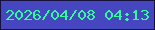 文字の大きさ：2、枠の色：17123b、背景の色：4646c0、文字の色：30fc9c 無料ブログパーツのブログ時計