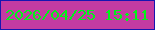 文字の大きさ：5、枠の色：1715b1、背景の色：c43ba2、文字の色：02f21a 無料ブログパーツのブログ時計
