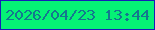 文字の大きさ：2、枠の色：171db8、背景の色：05f275、文字の色：14778f 無料ブログパーツのブログ時計