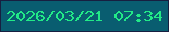 文字の大きさ：2、枠の色：171f40、背景の色：095d70、文字の色：22e987 無料ブログパーツのブログ時計