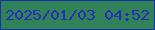 文字の大きさ：4、枠の色：1732a4、背景の色：308259、文字の色：262dba 無料ブログパーツのブログ時計
