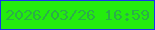 文字の大きさ：1、枠の色：1735ed、背景の色：24ec0e、文字の色：2bae49 無料ブログパーツのブログ時計
