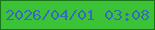 文字の大きさ：1、枠の色：177717、背景の色：3cc236、文字の色：366abb 無料ブログパーツのブログ時計