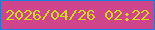 文字の大きさ：5、枠の色：177dd8、背景の色：ce458b、文字の色：d4d819 無料ブログパーツのブログ時計