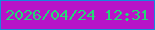 文字の大きさ：1、枠の色：1788dc、背景の色：b813c8、文字の色：25d976 無料ブログパーツのブログ時計