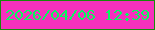 文字の大きさ：2、枠の色：178a0b、背景の色：f630bd、文字の色：08f85f 無料ブログパーツのブログ時計