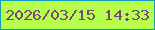 文字の大きさ：3、枠の色：179cb8、背景の色：b7ff4b、文字の色：79467f 無料ブログパーツのブログ時計