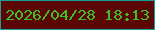 文字の大きさ：3、枠の色：17a094、背景の色：5b0607、文字の色：43bf23 無料ブログパーツのブログ時計