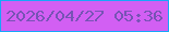 文字の大きさ：4、枠の色：17a7f9、背景の色：d25ff3、文字の色：7753b5 無料ブログパーツのブログ時計