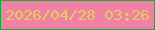 文字の大きさ：1、枠の色：17aa3e、背景の色：f081a5、文字の色：e2cf56 無料ブログパーツのブログ時計