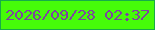 文字の大きさ：2、枠の色：17ab49、背景の色：46fb09、文字の色：7d459f 無料ブログパーツのブログ時計