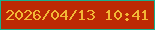 文字の大きさ：4、枠の色：17b08e、背景の色：bc2904、文字の色：f2b736 無料ブログパーツのブログ時計